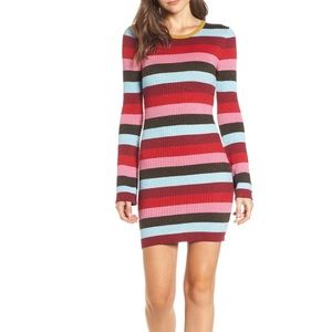 NEW BlankNYC striped metallic boycon sweater dress size L